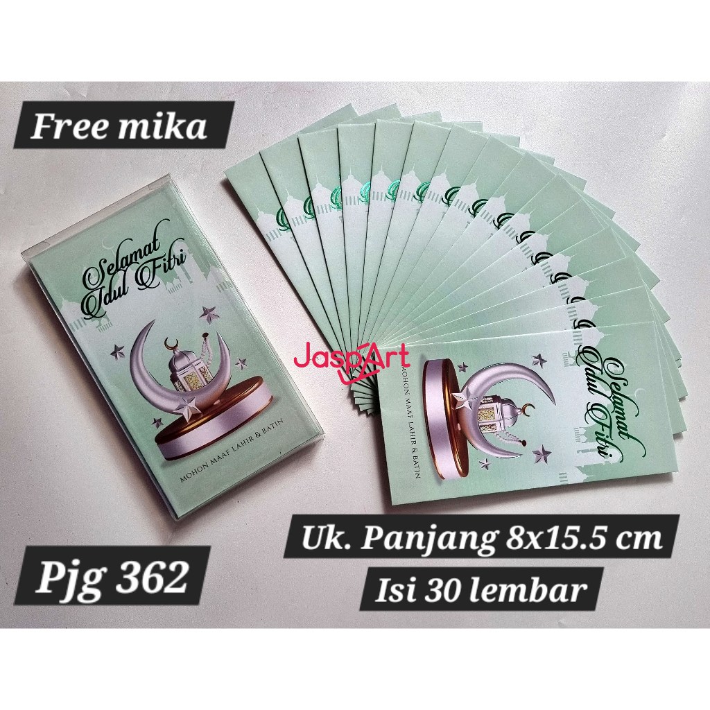 

ANGPAO AMPLOP LEBARAN IDUL FITRI PANJANG KEMASAN MIKA ISI 30 PREMIUM EMBOSS SILVER