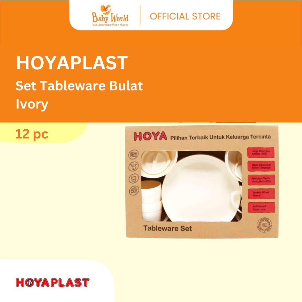 Hoyaplast Set Tableware Bulat (4piring + 4mangkok + 4mug)