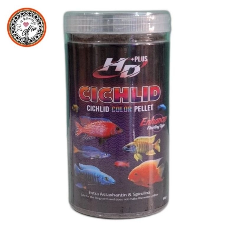 Pakan Cichlid HD+ plus Enhancer Kemasan Toples 500 gram Pellet Multicolor Booster Warna