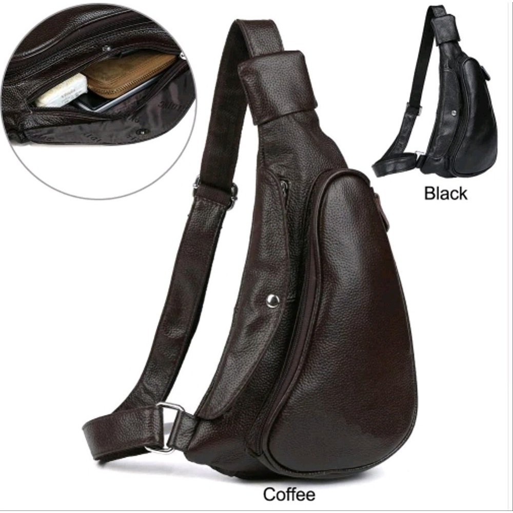 tas dada atau tas selempang untuk pria kulit sapi asli garut