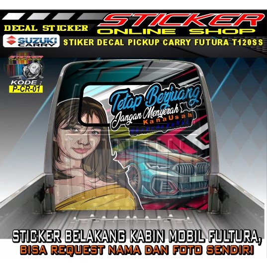 Stiker Decal print belakang Kabin stiker Mobil Pick Up Futura T120SS