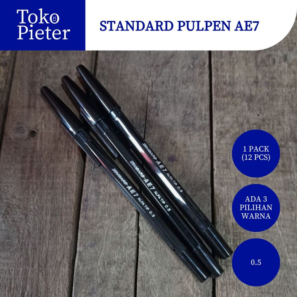 

(1PCS) PULPEN STANDARD AE-7 0.5 MM 1PACK ISI 12 MURAH SURABAYA