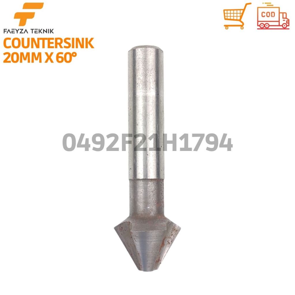 1853 Mata Bor Chamfer Countersink 20mm x 60 Derajat Shank 10mm HSS Bukan Carbide
