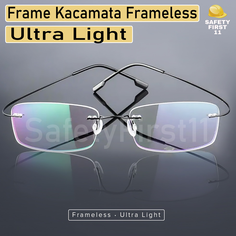 FONEX Frame Kacamata Frameless Ultra Light - JHY-295 - Black Safetyfirst11