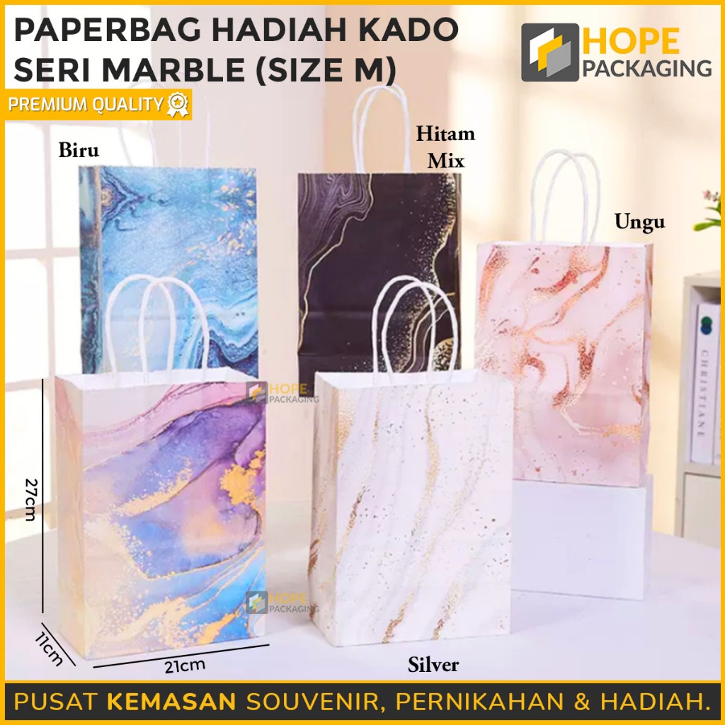 

(3 PCS ) Paper Bag Motif Marble / Goodie Bag Marmer / Tas Souvenir Ulang Tahun / Tas Hadiah / Shopping Bag / Paper Bag Tali / Tas Kado