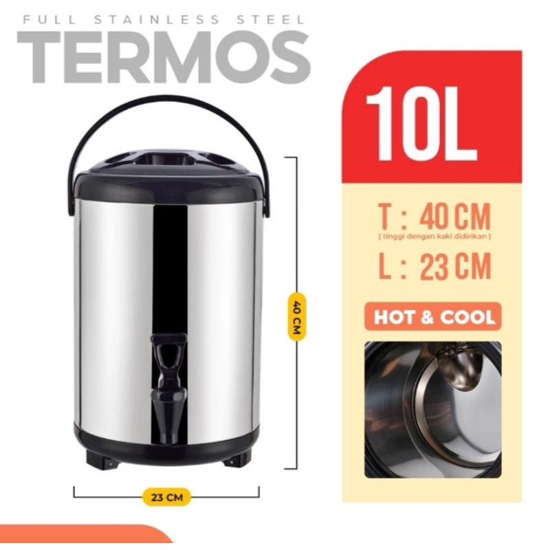 Termos Air milk Tea Bucket 10 Liter Dispenser Minuman Stainless Steel