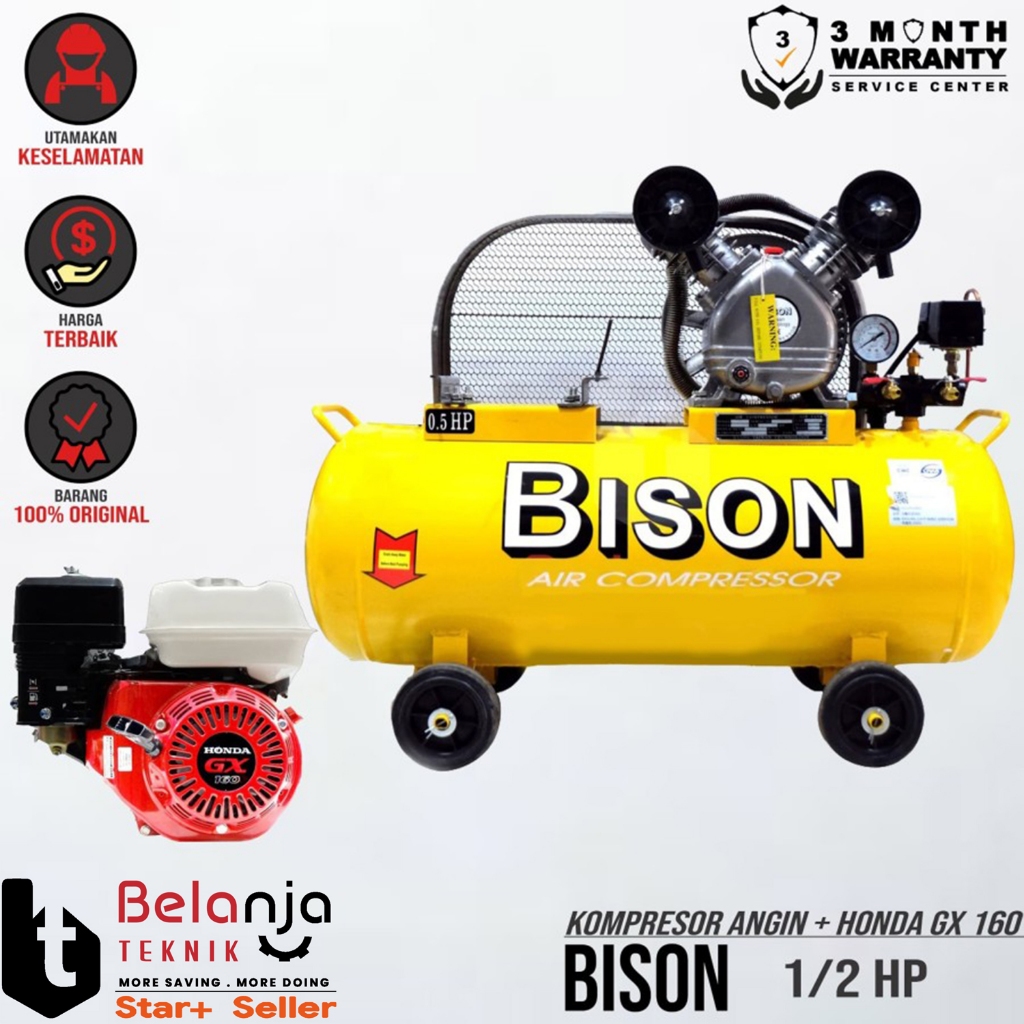 Bison Mesin Kompresor Angin 0.25 Hp Honda Gx 160 5.5 Hp Air Compressor