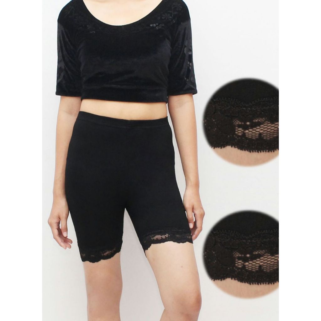 [lulla.bykm] 4002 Legging wanita pendek short renda standard