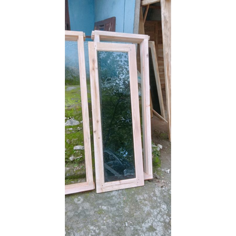 Kusen+Daun jendela kayu mahoni ukuran 150 x 40