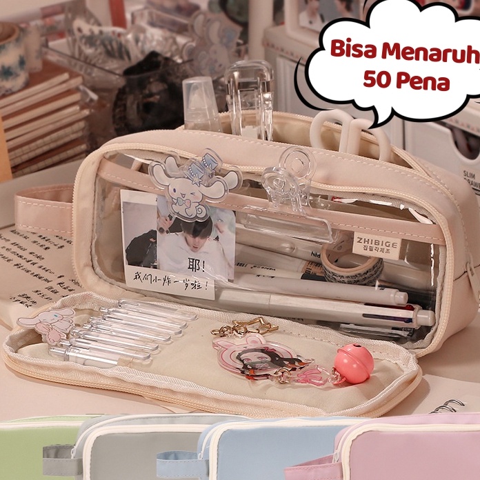 

TEBUS MURAH Large Capacity Kawaii Pencil Cases flip Pencil Bag Pouch Holder Box for Girls Office Student Stationery Organizer School Supplies