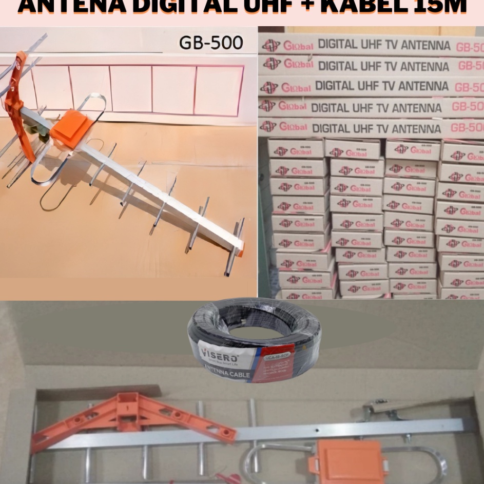 sale Antenna Digital UHF Global GB5 Original antena TV luar Outdoor GB 5 Kabel 15meter k Paling Dica