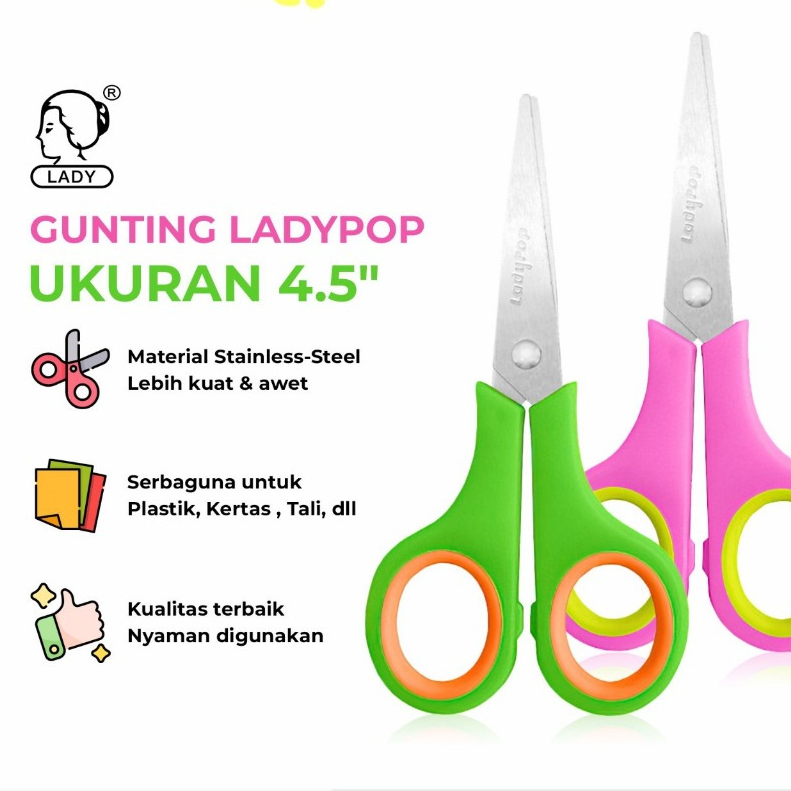 

Gunting Kertas Ladypop 4.5 inch Kecil Sekolah Kantor Stainless Steel |ANN