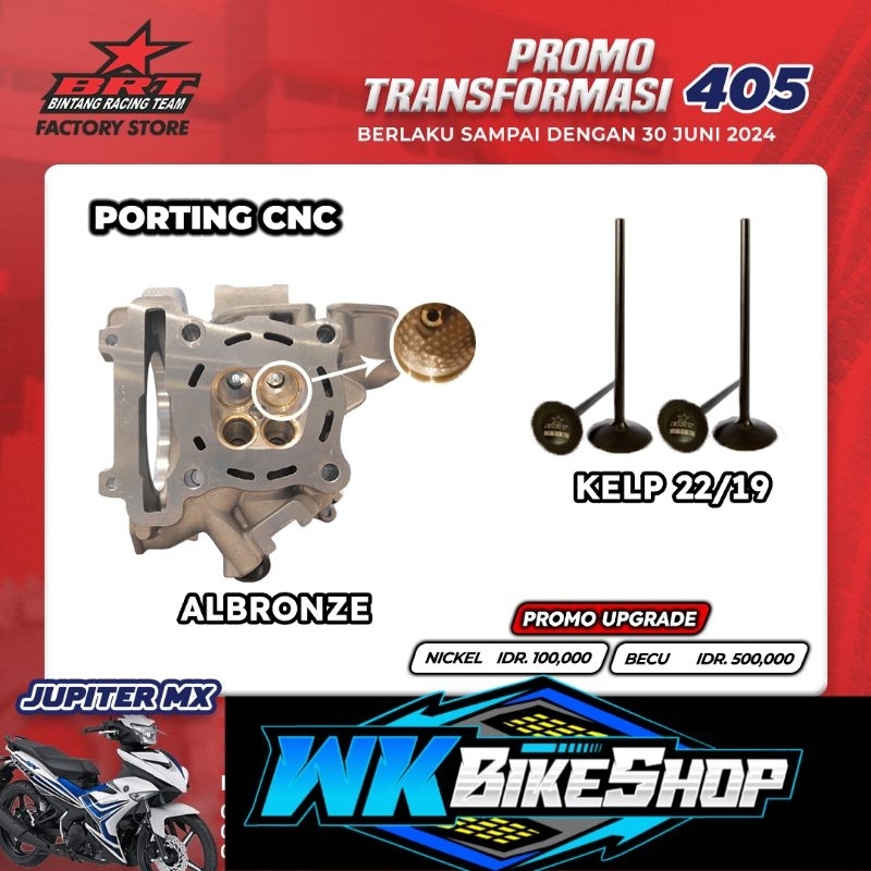CYLINDER  KOP BLOK HEAD BRT JUPITER MX 135 NEW VIXION CNC PORTING KLEP 22/19