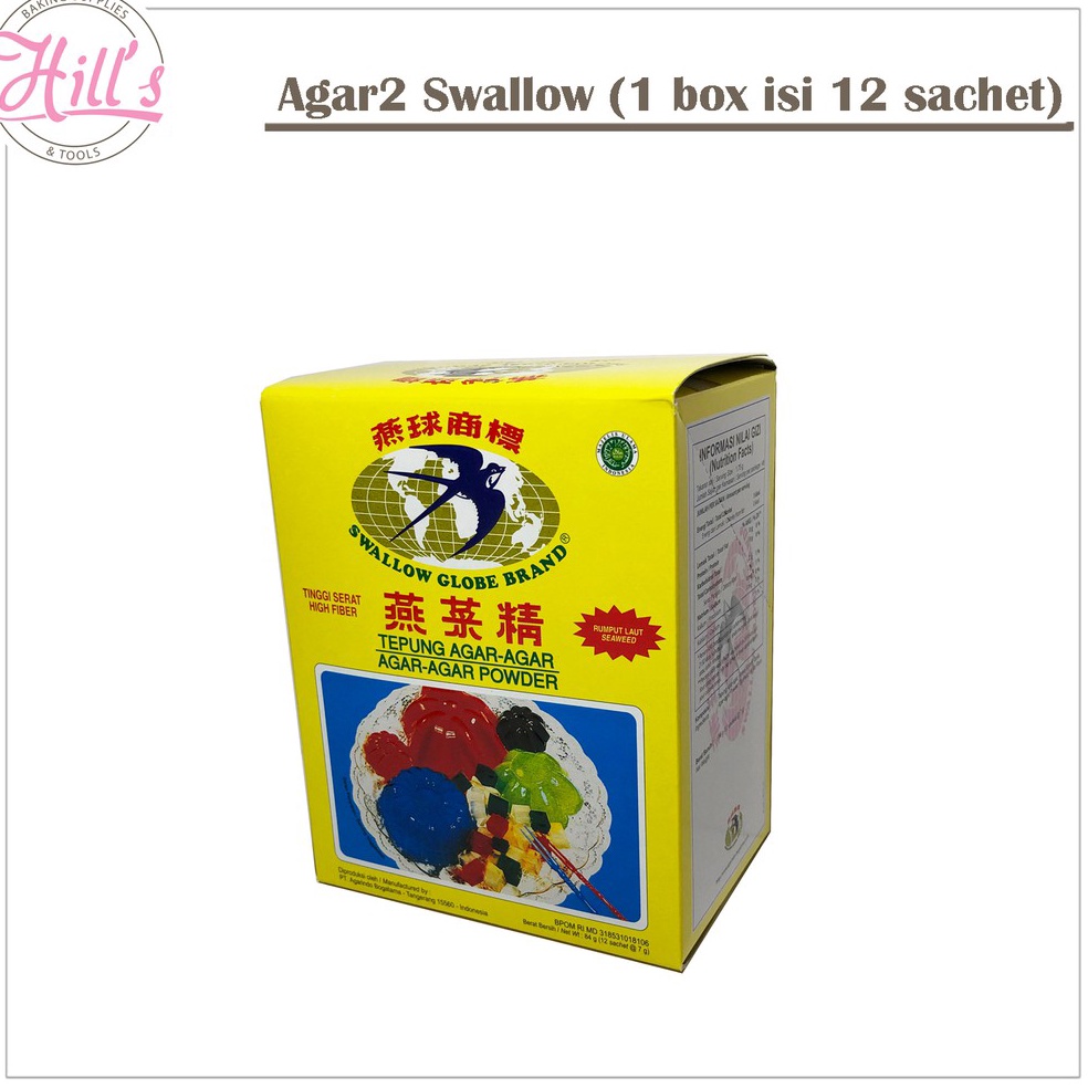 

PROMO ALE AGAR AGAR SWALLOW GLOBE 1 BOX isi 12 sachet 7 gr AGAR2 AGAR