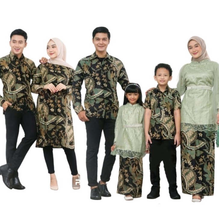 Mega Sale Akhir Tahun Baju Couple Kebaya batik Keluarga warna hijau sage Set Pakaian Sarimbit Brokat Seragam Big Size Jumbo Ibu bapak anak cowok cewek Moder nuntuk pesta kondangan lebaran 223