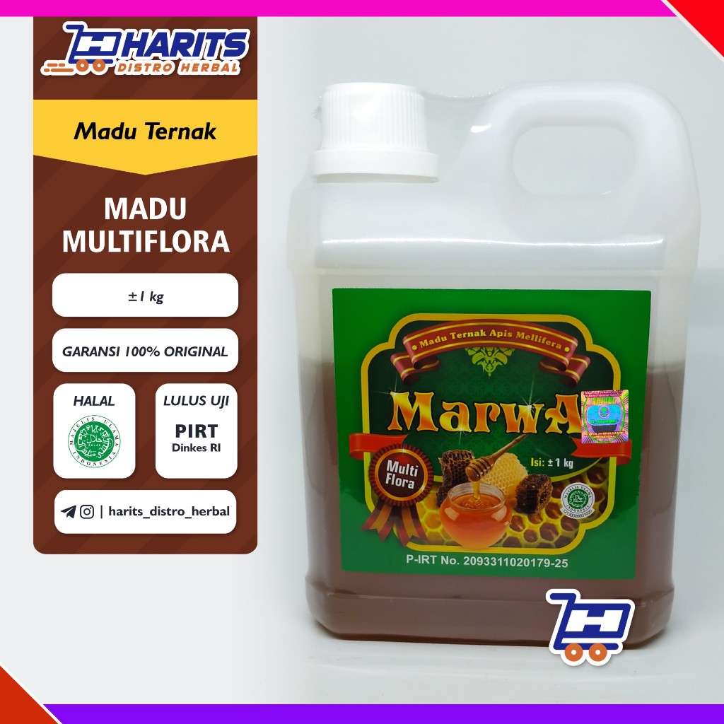 

Madu Multiflora MARWA Seribu Bunga Asli Jerigen 1kg Al-Ghuroba