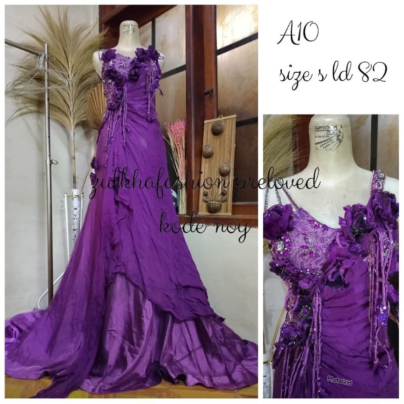 GAUN LONGDRESS WEDDING MEWAH UNGU