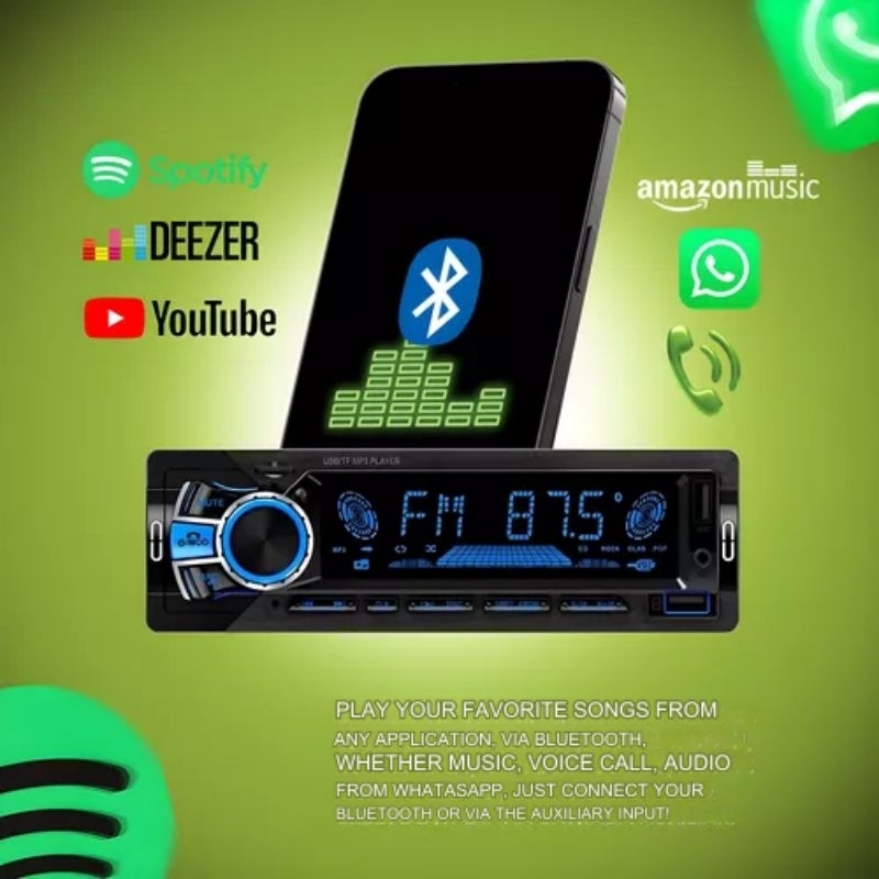 Tape Mobil Audio MP3 Player LCD RGB Bluetooth 60W with Remote - RS-2751BR-Roadstar