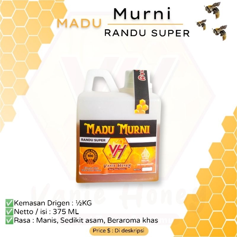 

MADU RANDU SUPER Murni Asli 1/2 kg (500 gram) 100% Alami Tanpa Olahan