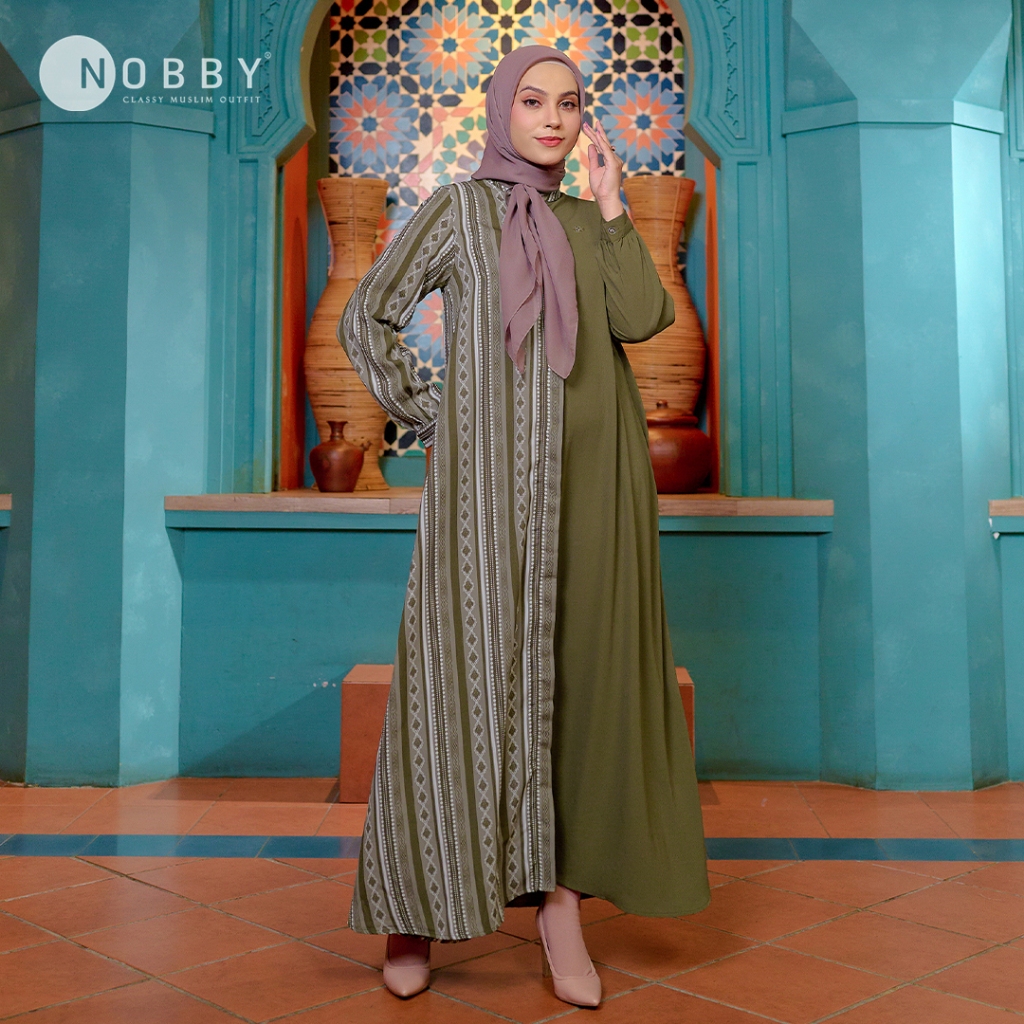 Nobby Gamis Wanita Azlin Dress Bahan Pollyester Premium Busui Friendly