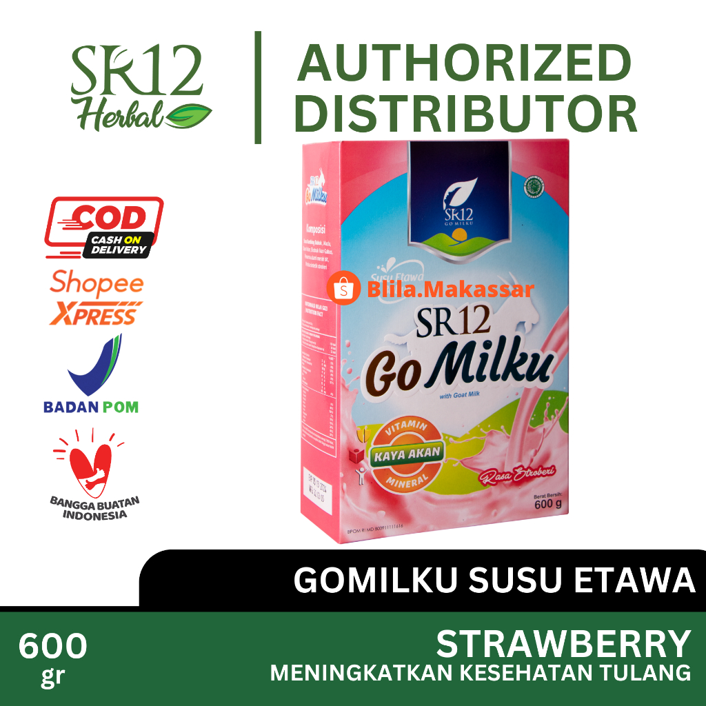 

Go Milku Stroberi SR12 Gomilku Strawberry 600gr Kesehatan Tulang Susu Kambing Etawa Bubuk BPOM