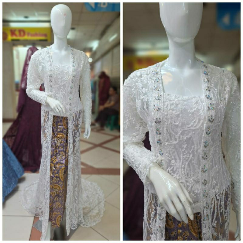 Kebaya Akad Kutubaru Ekor || Kebaya akad full payet premium