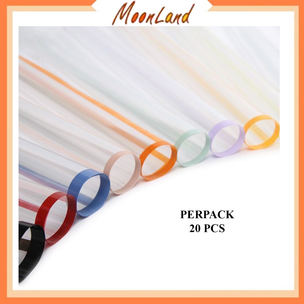 

[20 LEMBAR] Flower Wrapping Paper OPP Transparan Bening List Warna Kertas Buket Bunga Cellophane KB6007