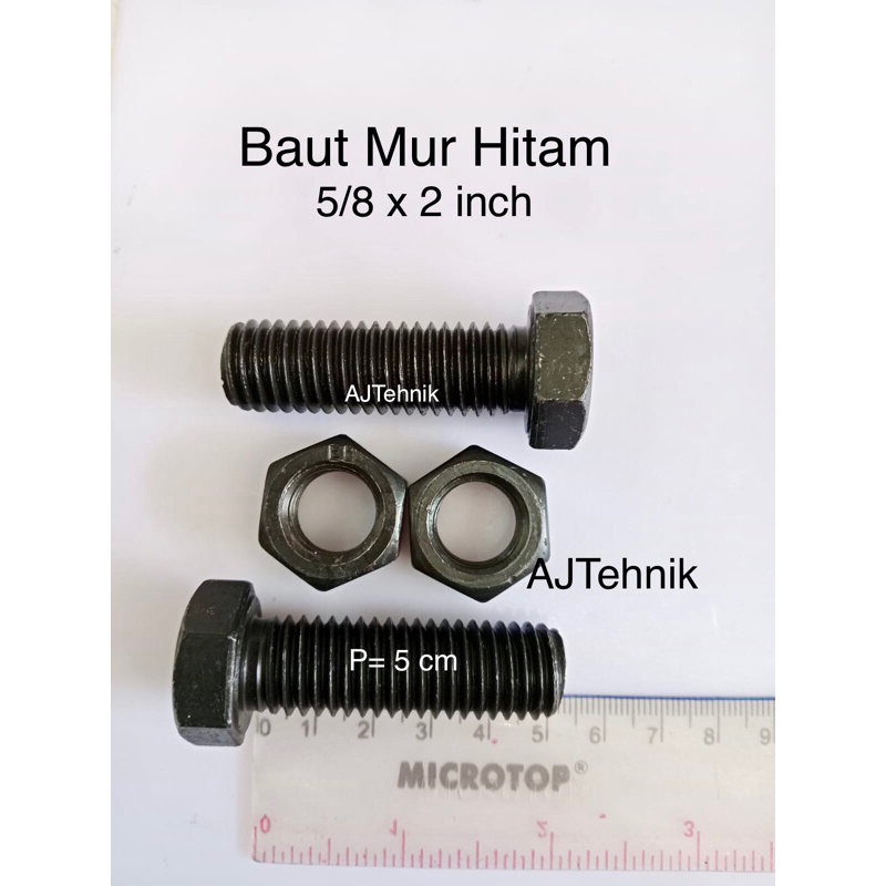 Baut Mur Hitam 5/8 x 2 inch