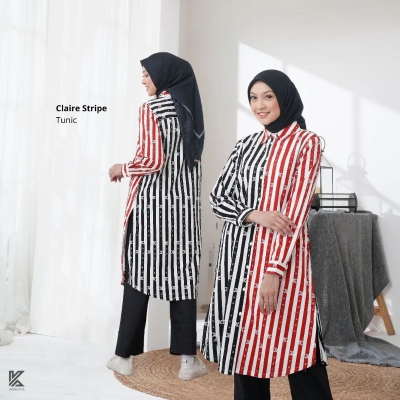 Claire stripe tunic Korina,tunic korina salur,tunik bran original