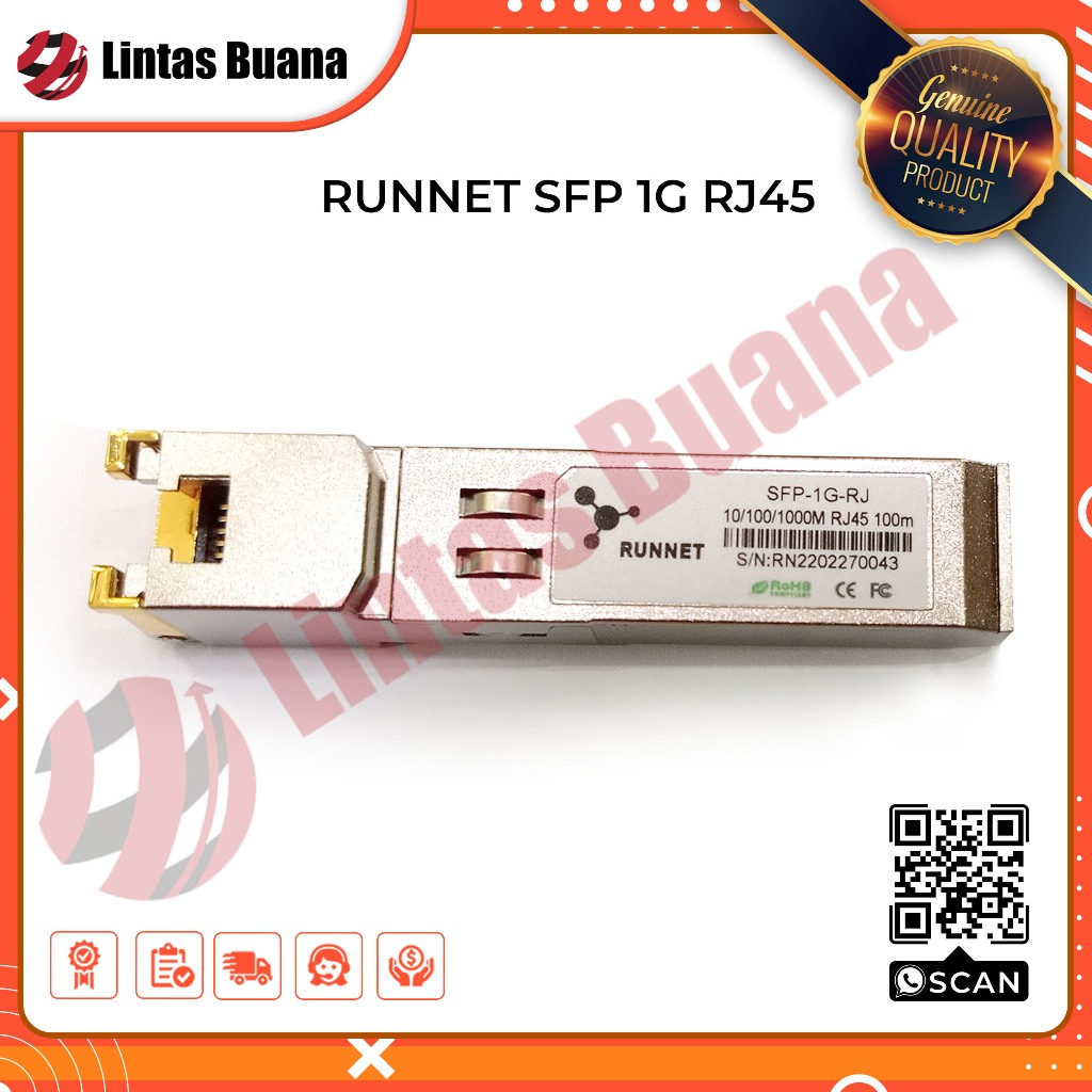 Runnet SFP Transciver to RJ45 1000 base ( SFP 1G RJ )