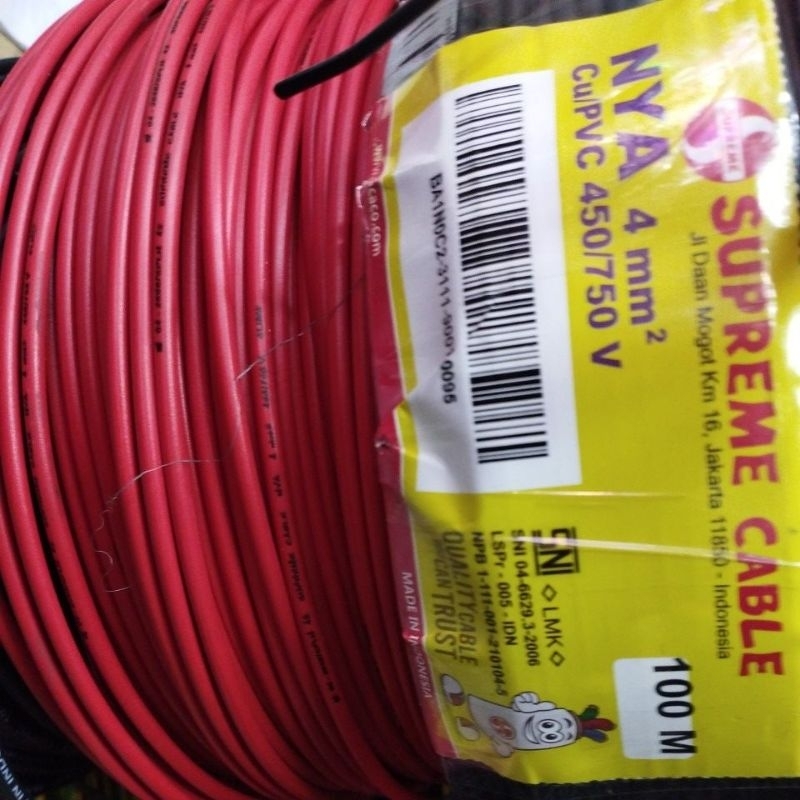 KABEL KAWAT TUNGGAL NYA 4MM 4 MM 1X4 SUPREME ROL 100