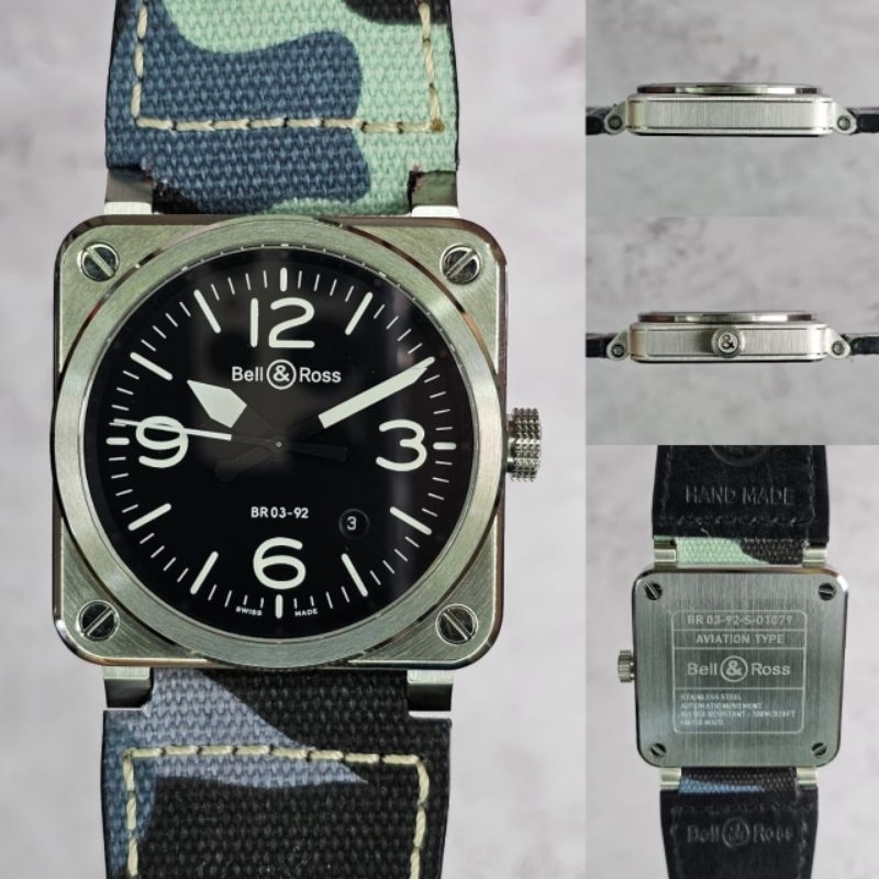 Jam tangan Automatic Swiss Bell & Ross BR 03-92 Aviation Nilon Rubber