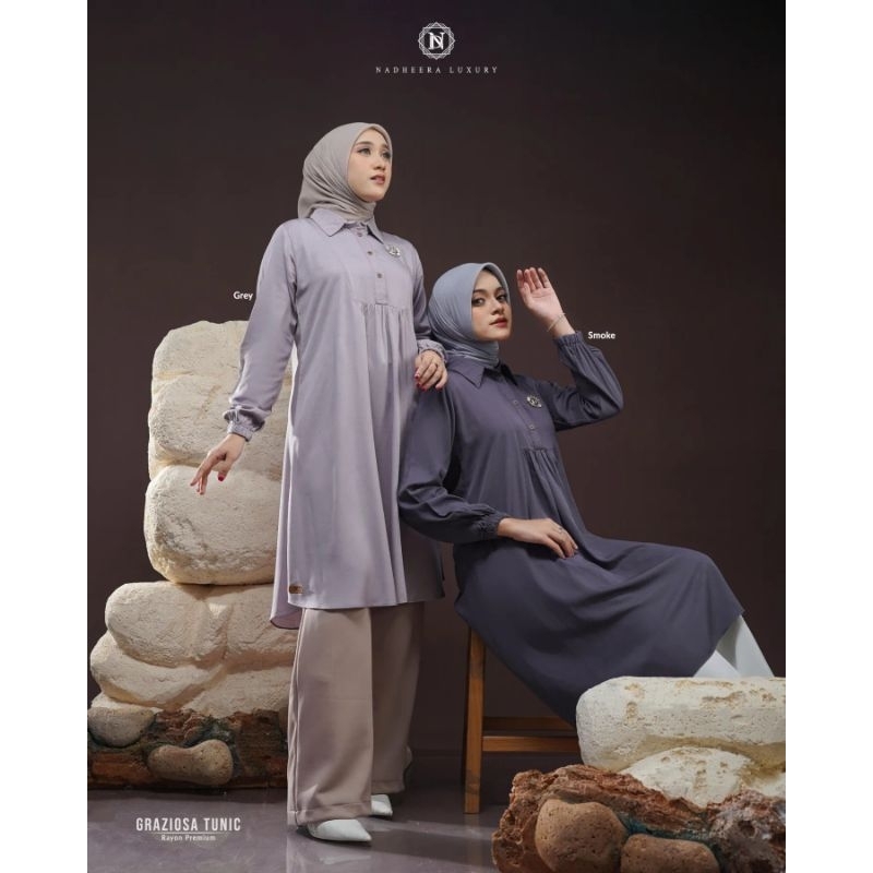 Graziosa tunic by Nadheera Luxury|COD|tunik promo tebus murah|long tunik polos