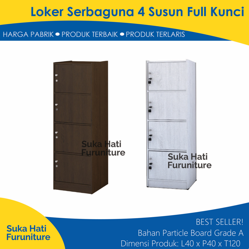 Loker Serbaguna Susun 4/Lemari Serbaguna dengan Kunci dan Pintu Murah