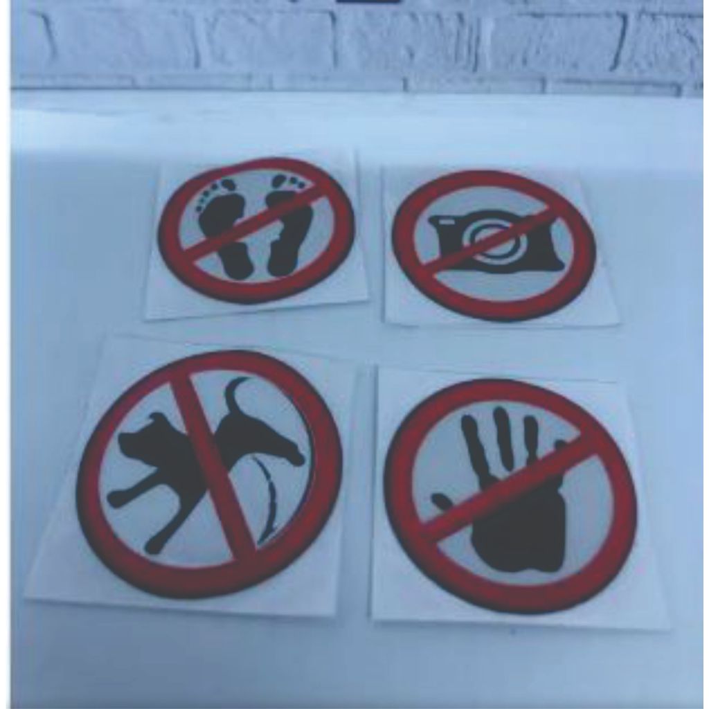 

stiker WARNING sticker dilarang mini