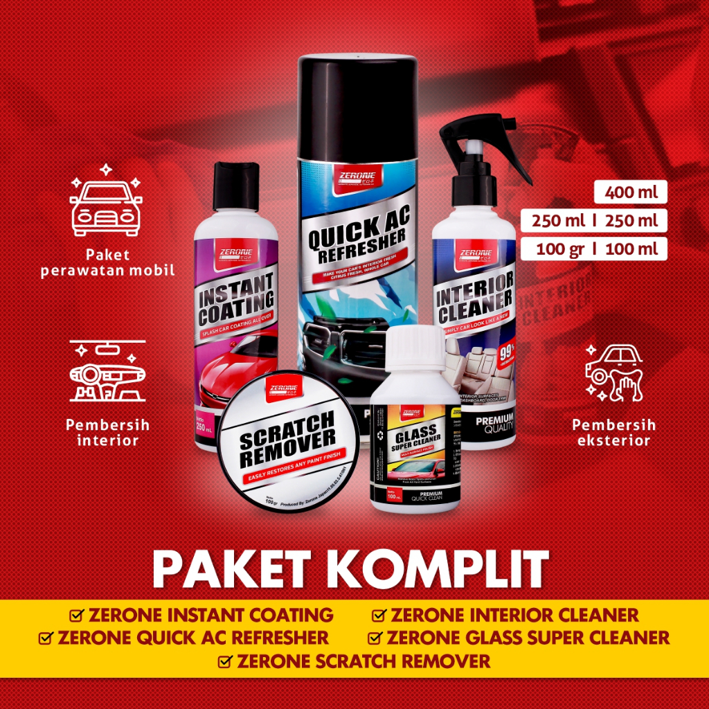 Paket Komplit Perawatan Mobil Lengkap Pembersih Interior Eksterior Zerone Japan