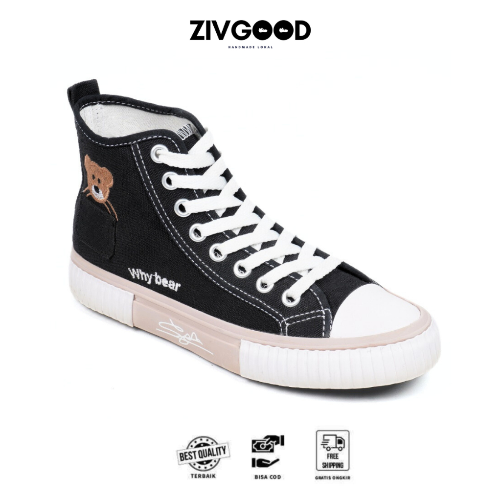 Sepatu Sneakers Wanita Korean Style - Sepatu Wanita Sneakers Import - Sepatu Putih Hitam Wanita - ZI