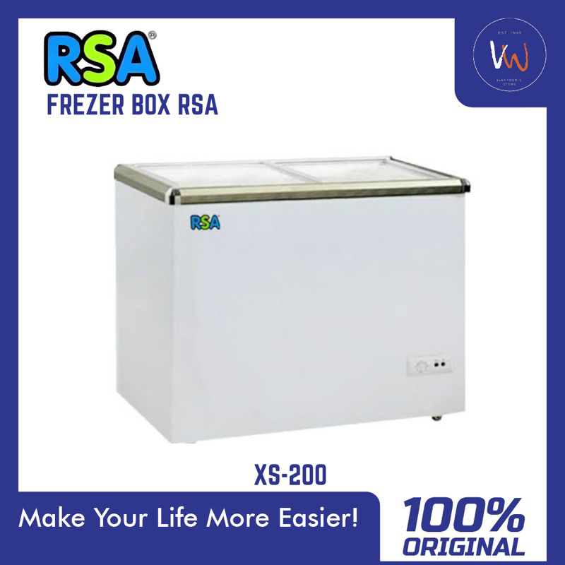 Freezer Box RSA XS-200 Slide Kaca / Freezer Geser / Freezer Es Krim