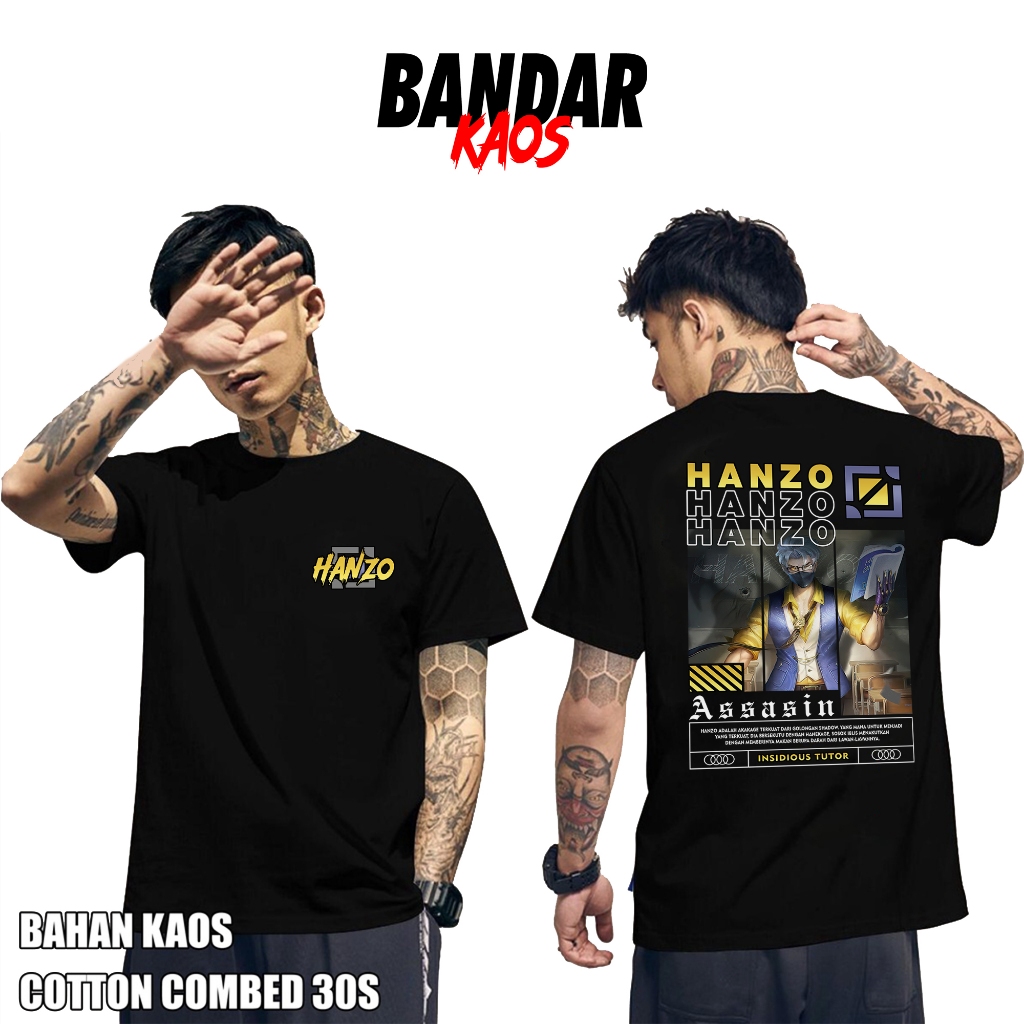 BANDAR KAOS MOBILE LEGEND HANZO INSIDIOUS TUTOR - KAOS HANZO ASSASIN - KAOS ML VIRAL - T-SHIRT PRIA 