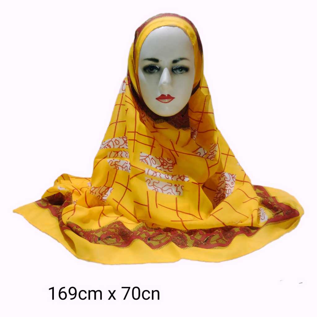 [Preloved] Pasmina Hijab Ceruty Motif Kuning Garis