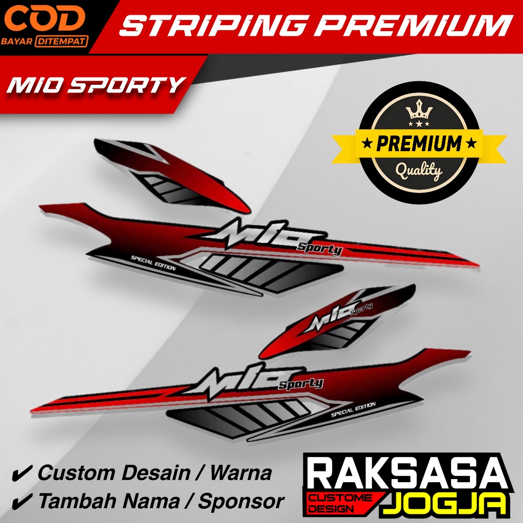 STRIPING CUSTOM MIO SPORTY VINIL DAN TRANSPARANT KUALITAS PREMIUM BONUS STIKER  / STICKER VINYL TRAN