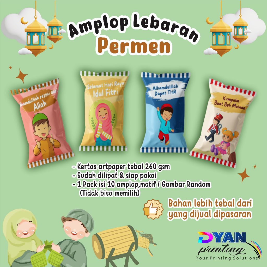 

1 PACK ISI 10 AMPLOP LEBARAN BENTUK PERMEN VIRAL KEKINIAN READY TANPA PO