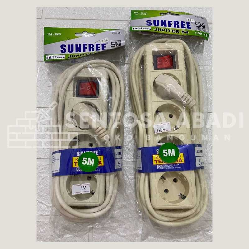 SUNFREE STOP KONTAK / COK SAMBUNG / COK CABANG + KABEL + COLOKAN + SAKLAR