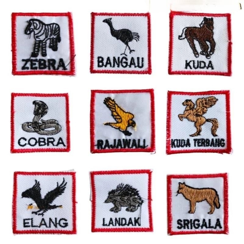 BET REGU PRAMUKA BORDIR Nama Nama Hewan ( Harga 1 Pcs / ECER )