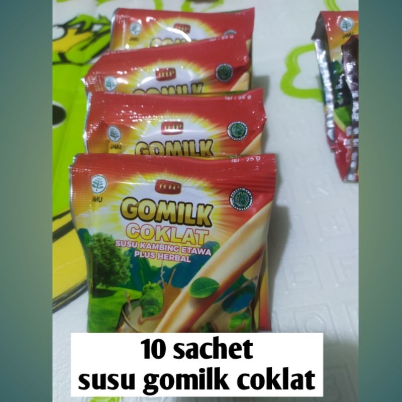 

susu gomilk sachet, susu etawa GOMILK satu renteng isi 10 sachet