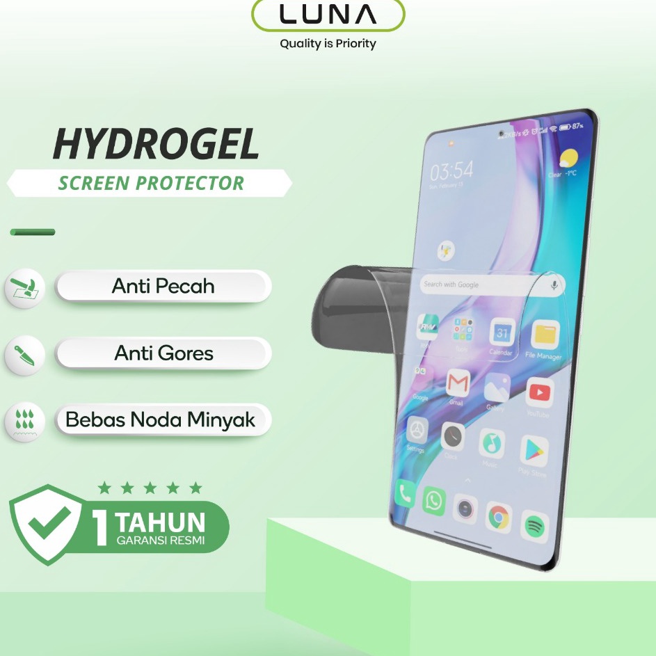 Ready stock HYb Luna Hydro Gel Screen Guard Protector Apple iPhone Samsung Xiaomi OPPO VIVO Hydrogel