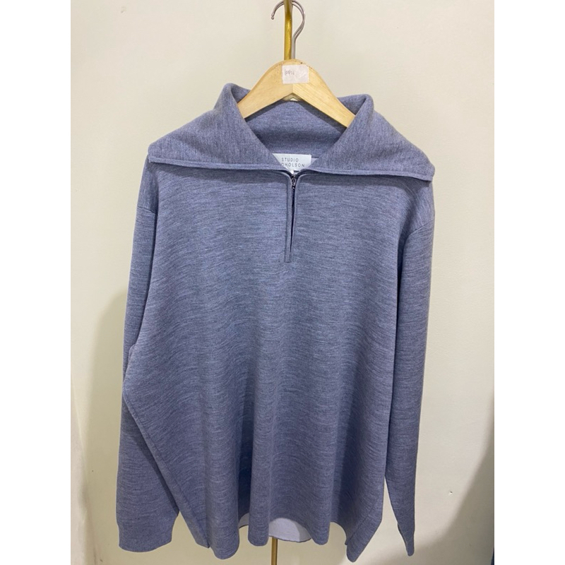 STUDIO NICHOLSON Lak High Neck -Merino Wool Jersey - Sweater Grey