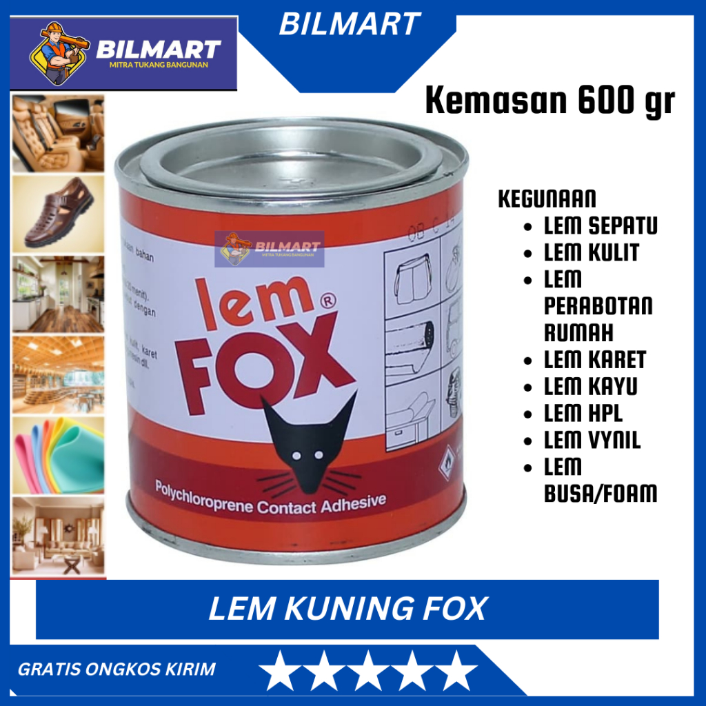

Lem Fox Kaleng 600 Gram / Lem Kuning