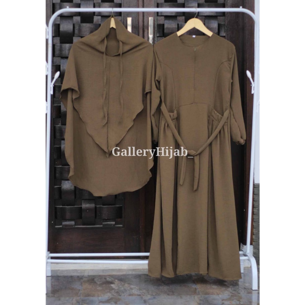 FLASH SALE Gamis Set Bergo Almira Dress Crinkle Airflow