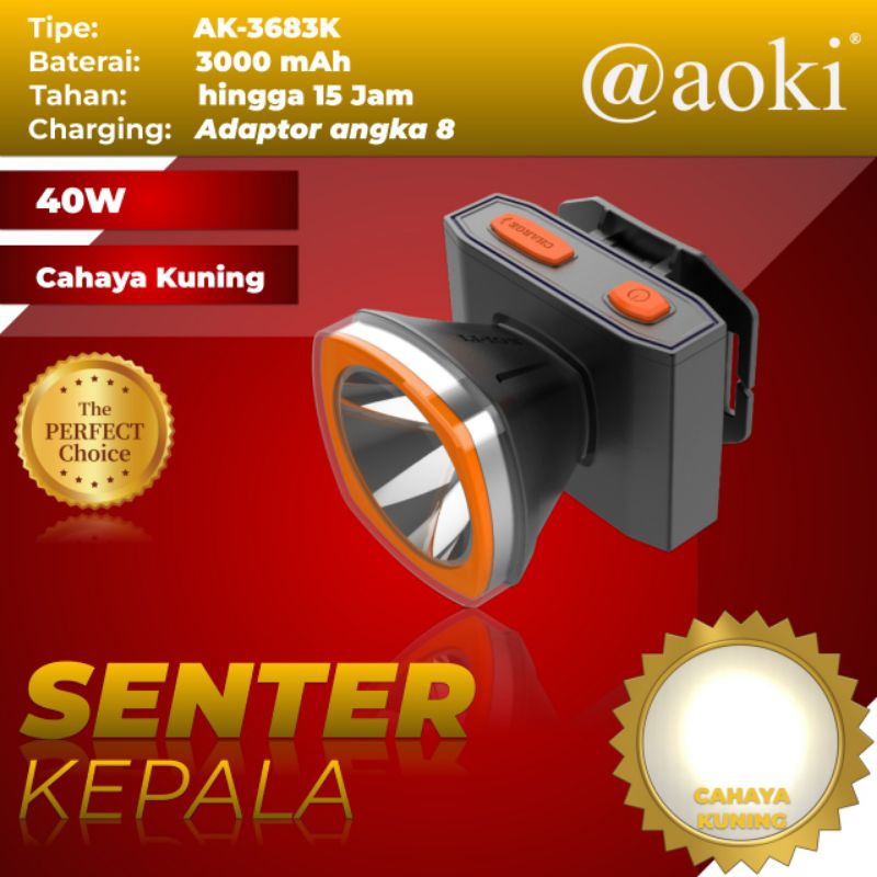 Aoki senter kepala LED 40w cahaya kuning / cahaya super terang